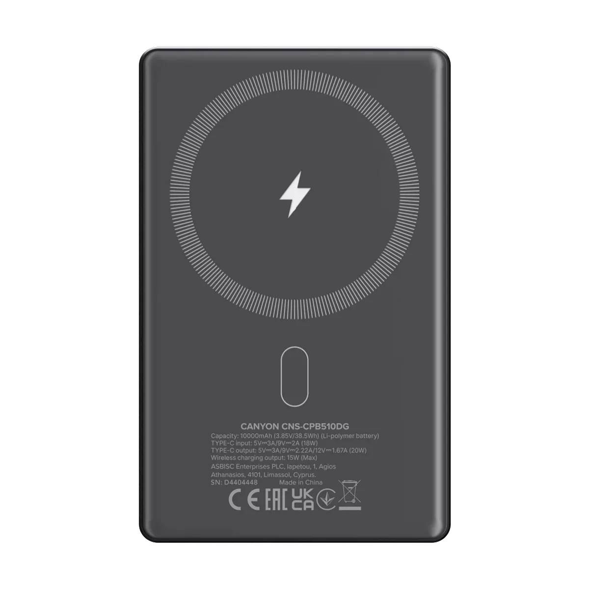 CANYON CNS-CPB510DG OnPower 510 Φορητή Μπαταρία Magsafe 10000 mAh, Γκρίζο | Canyon| Image 4