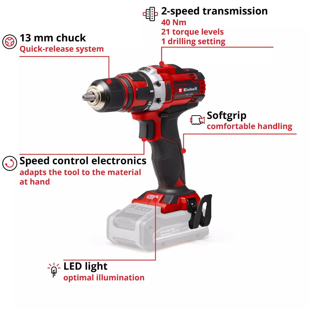 EINHELL TE-CD 18/40 Li Δραπανοκατσάβιδο Μπαταρίας 18V, Solo | Einhell| Image 3