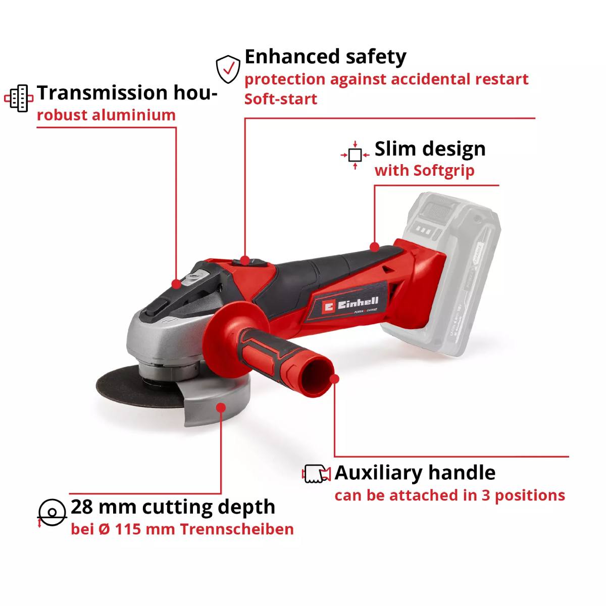 EINHELL TC-AG 18/115 Li Γωνιακός Τροχός Μπαταρίας 18V, Solo | Einhell| Image 2