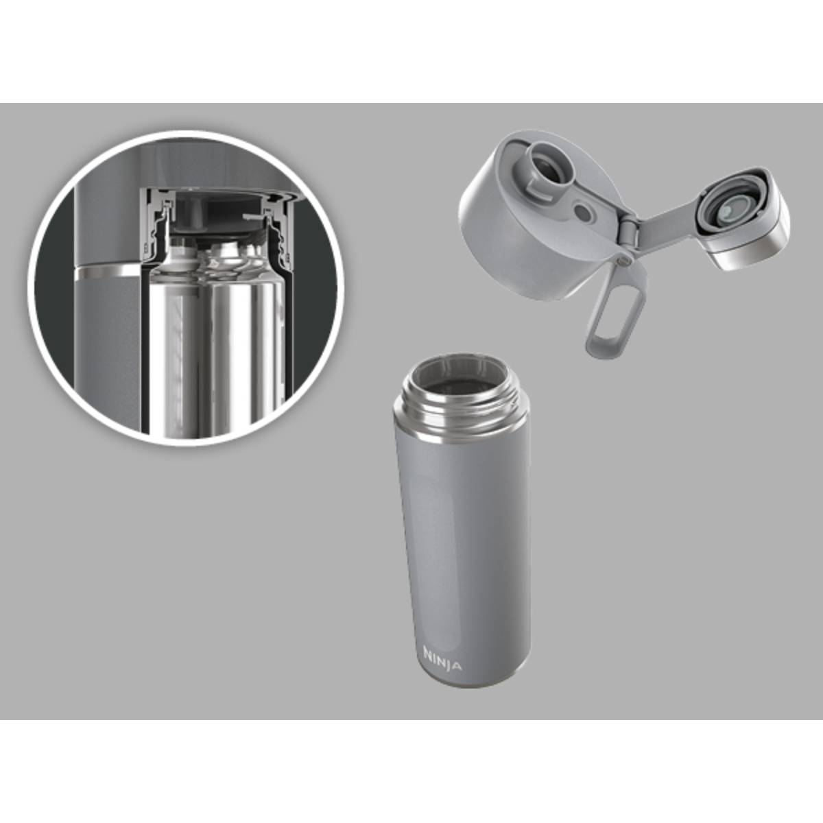 NINJA Thirsti Ταξιδιωτικός Θέρμος 530 ml, Γκρίζο | Ninja| Image 2
