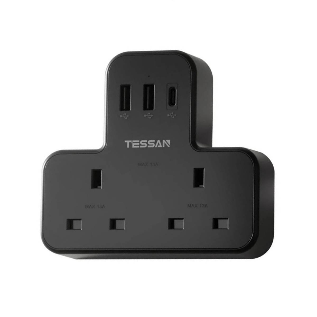 TESSAN TS-221-C-BK-UK Πολύπριζο 5 Θέσεων με Θύρες USB, Μαύρο | Tessan| Image 1