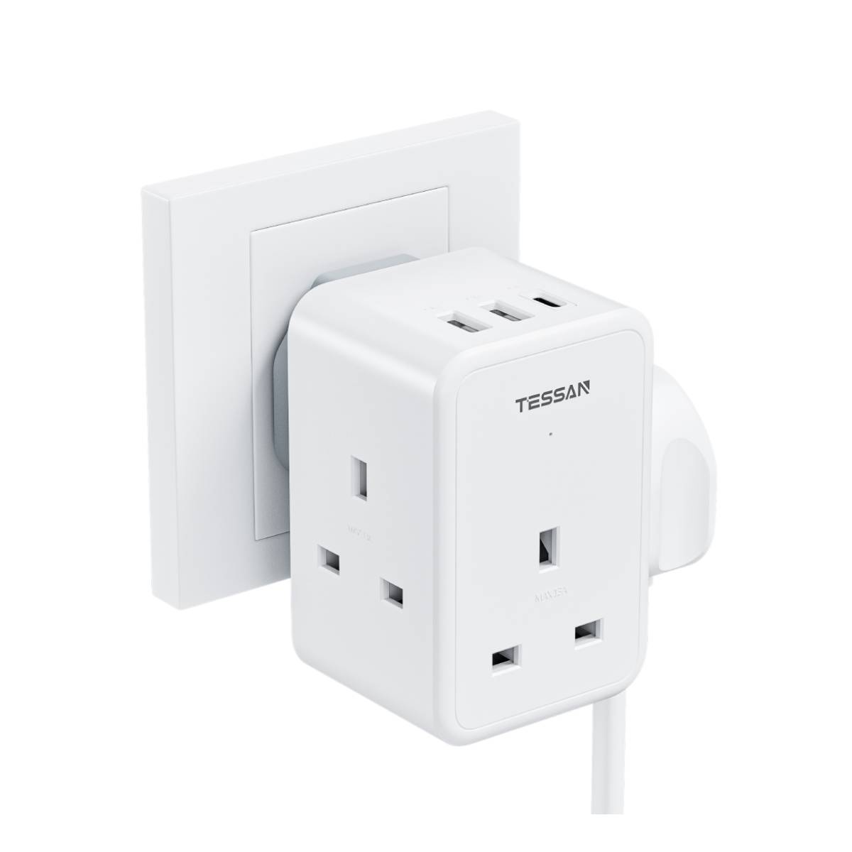 TESSAN TS-227-PD-UK Πολύπριζο 6 Θέσεων με Θύρες USB, Άσπρο | Tessan| Image 1