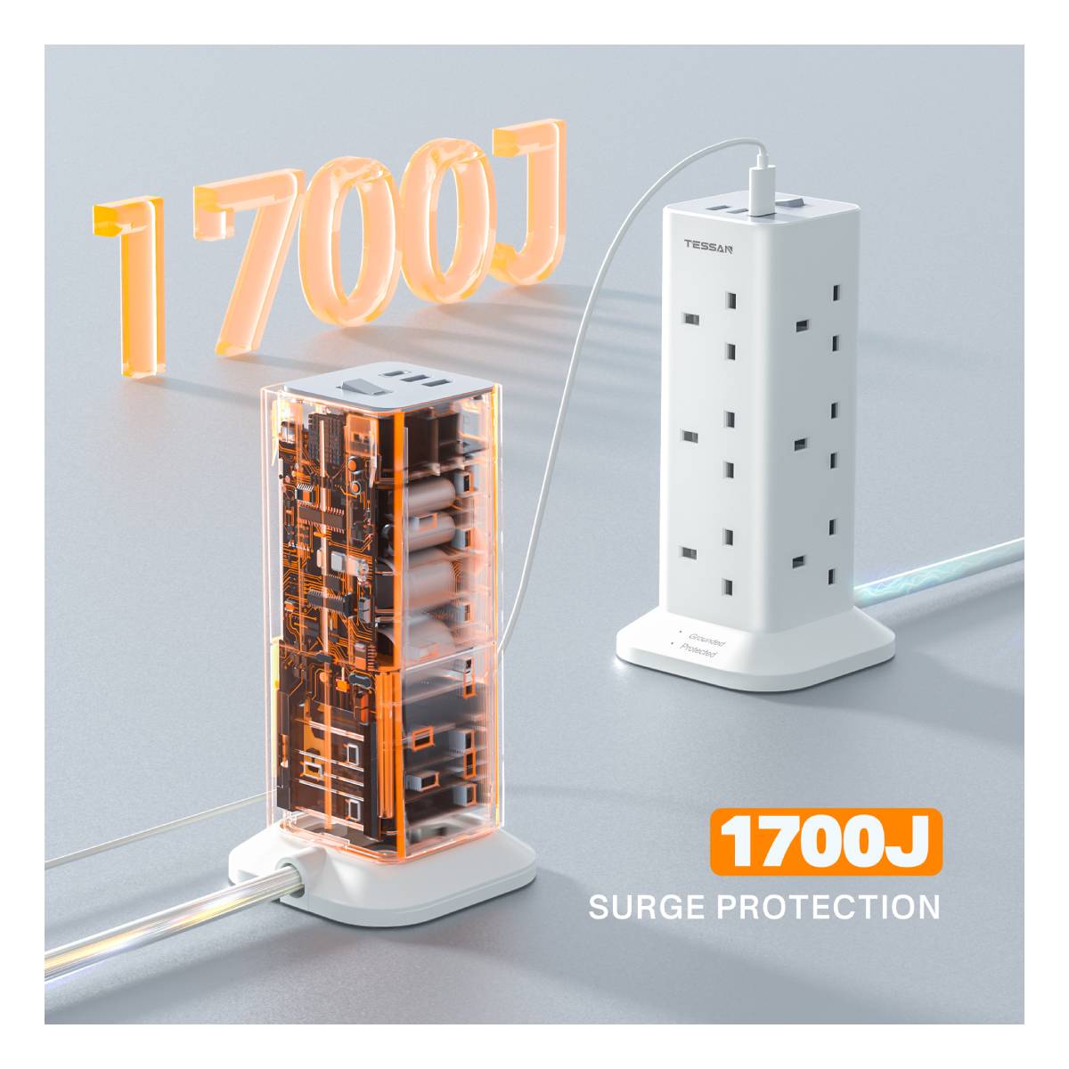 TESSAN TPS04-C-WH-UK Καλώδιο Επέκτασης 15 Θέσεων, 2 μέτρα | Tessan| Image 4