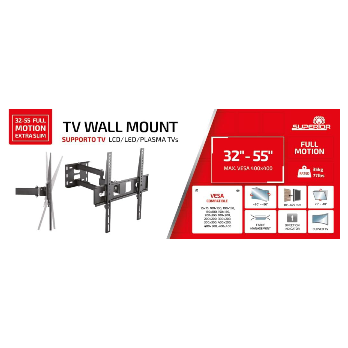 SUPERIOR SUPSTV003 TV Wall Mount Base, 32″ up to 55″ | Superior| Image 7