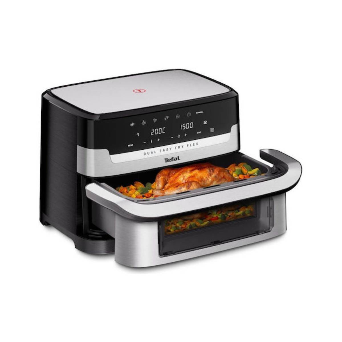 TEFAL EY922D Dual Easy Fry Flex Φριτέζα Αέρος 9 Λίτρα, Ασημί/Μαύρο | Tefal| Image 2