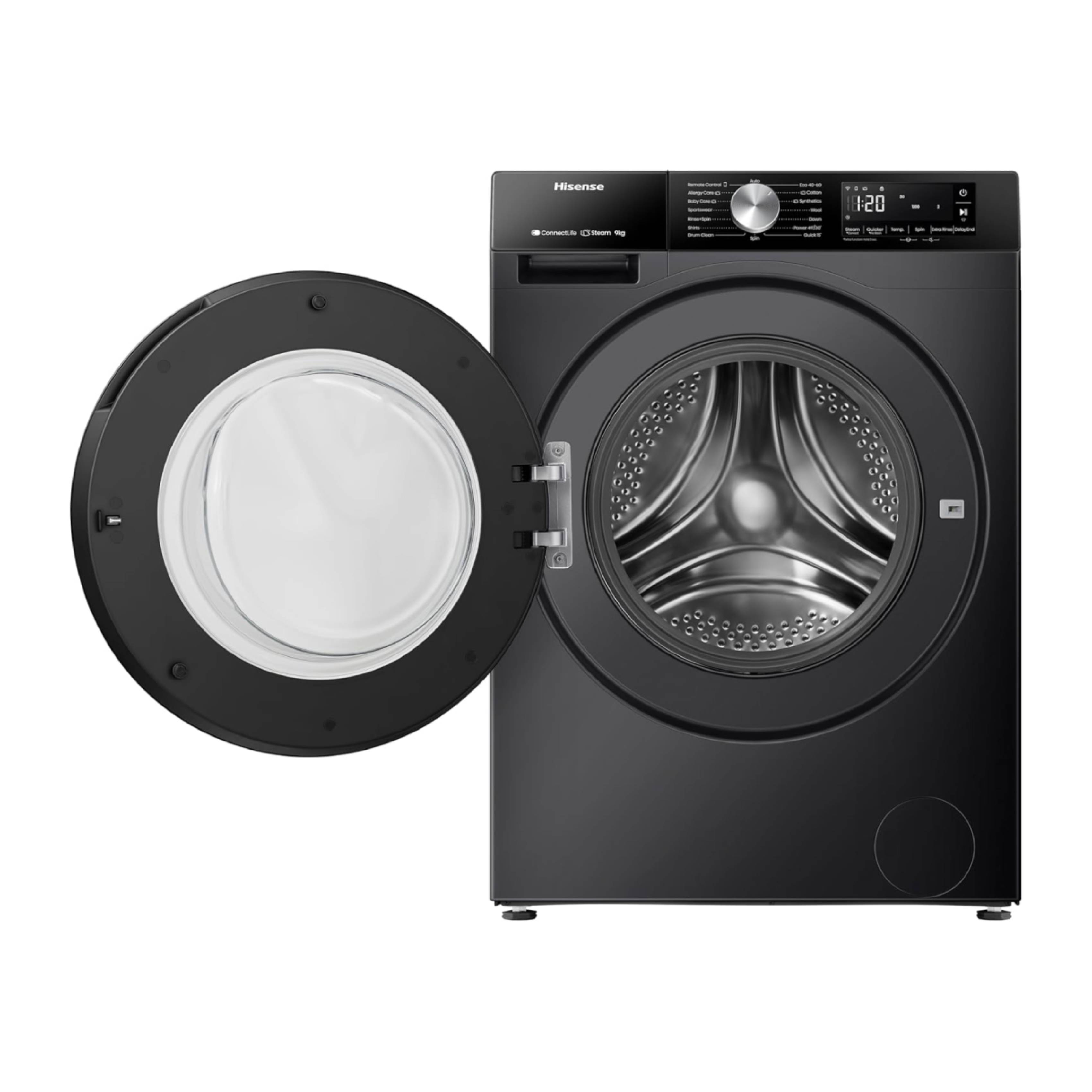 HISENSE WF3S9043BB3 Πλυντήριο Ρούχων 9kg, Μαύρο | Hisense| Image 4