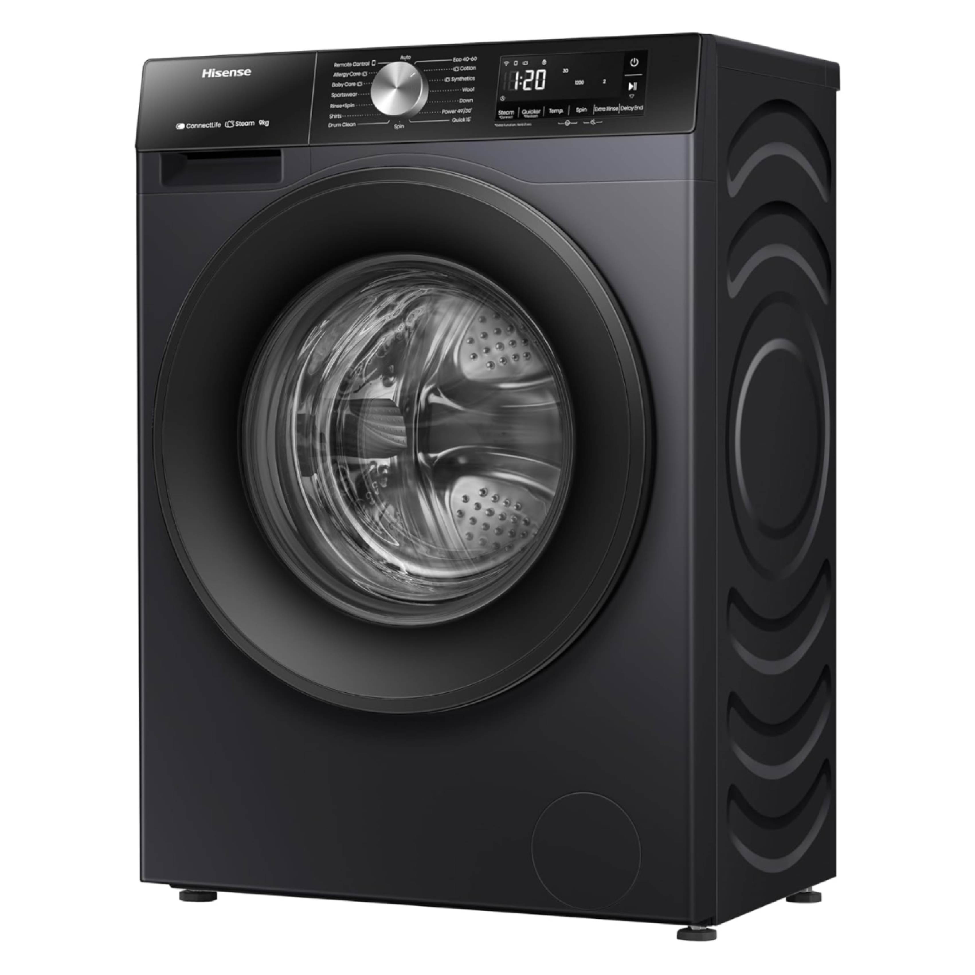 HISENSE WF3S9043BB3 Πλυντήριο Ρούχων 9kg, Μαύρο | Hisense| Image 3