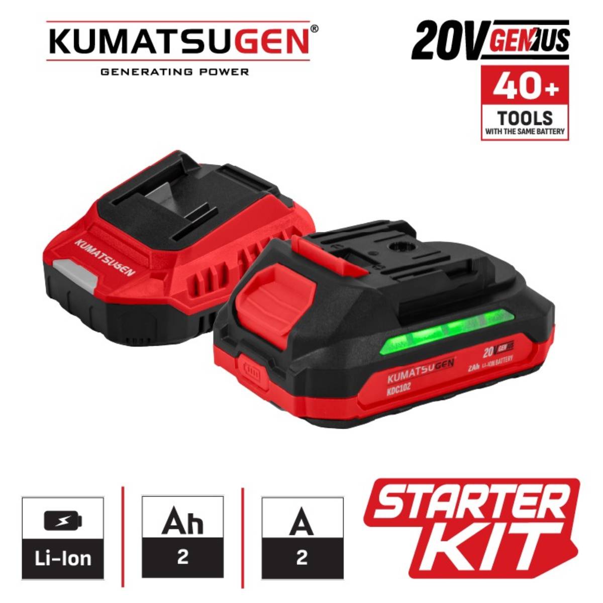 Image of suggested product: KUMATSUGEN KDC992 Σετ Μπαταρία & Φορτιστής, 2Ah 