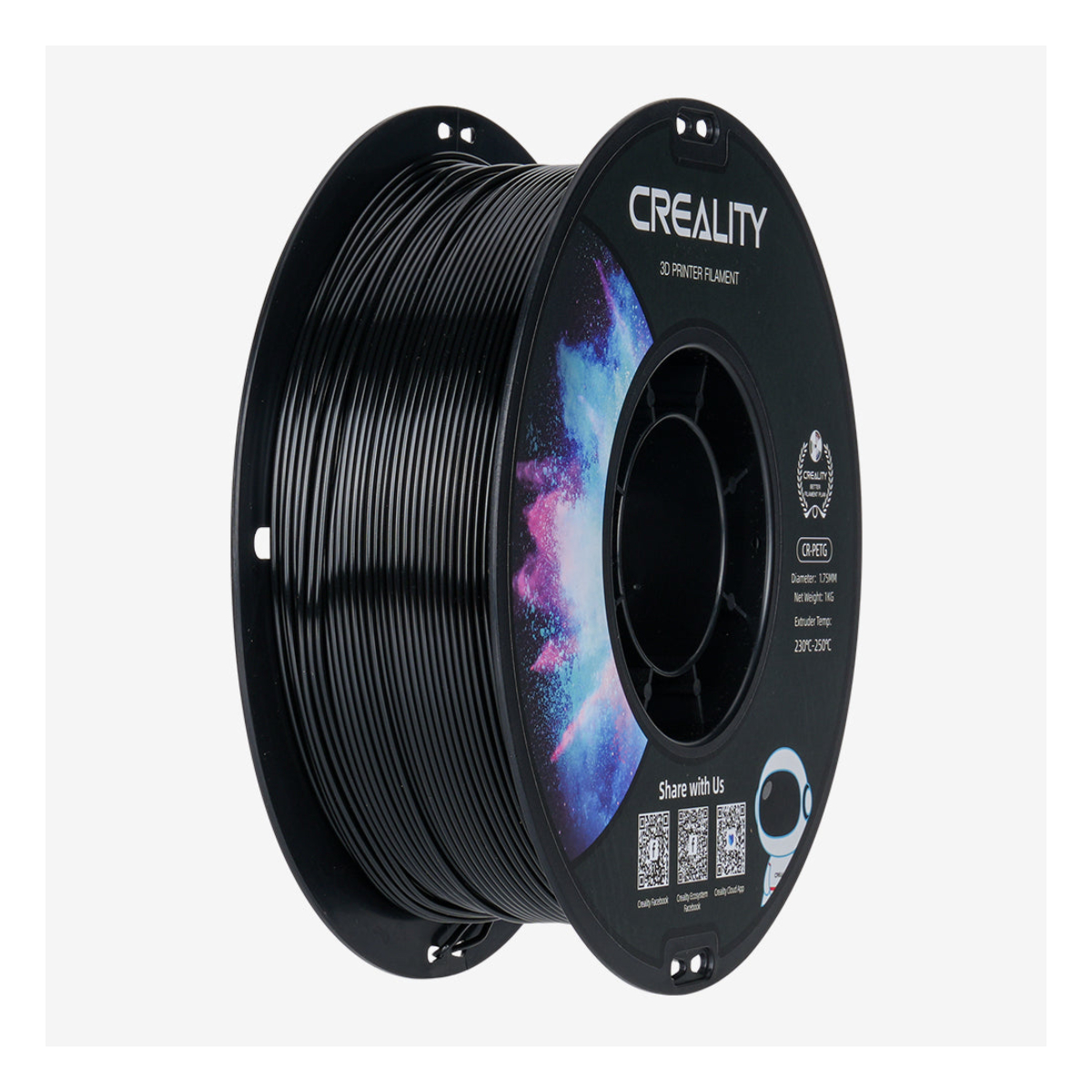 CREALITY CR-PETG Filament Υλικό Εκτύπωσης 1 kg, Μαύρο | Creality| Image 1