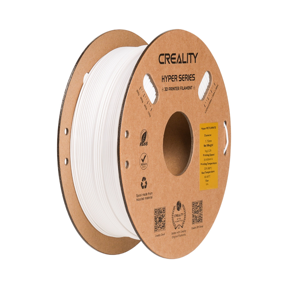 CREALITY  Hyper PETG Filament Υλικό Εκτύπωσης 1 kg, Άσπρο | Creality| Image 1