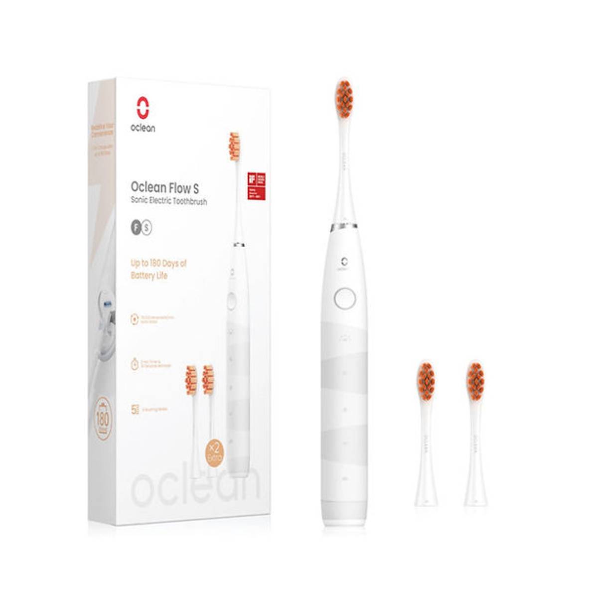 OCLEAN C01000389 Flow-S Ηλεκτρική Οδοντόβουρτσα Sonic με 2 Κεφαλές, Άσπρο | Oclean| Image 2