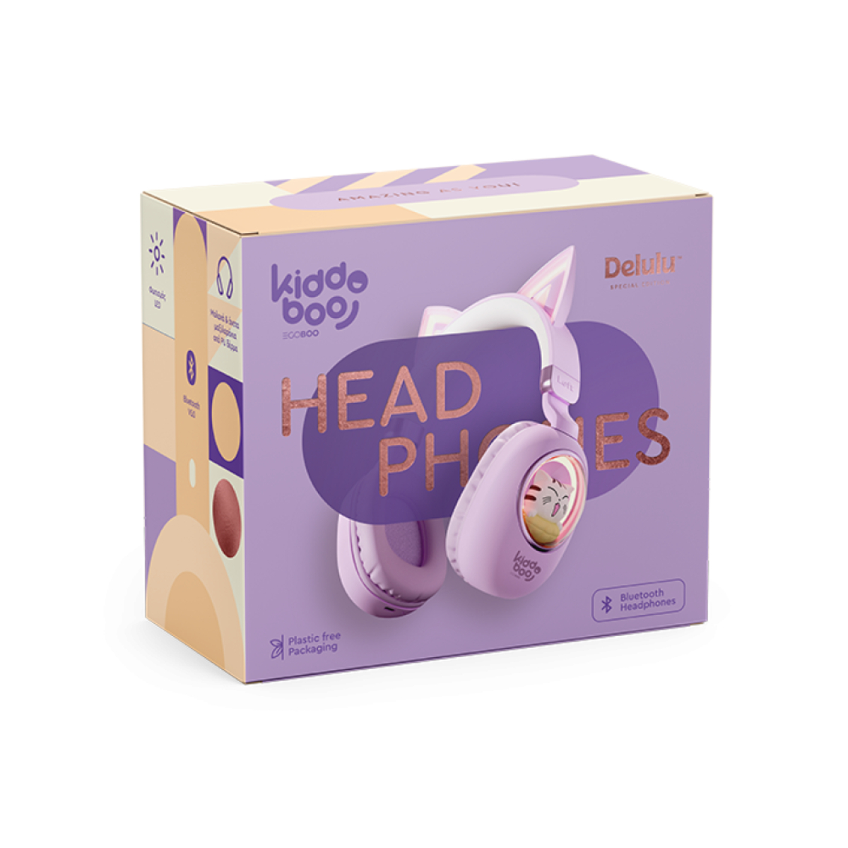 KIDDOBOO KBKID5LVD Delulu Ασύρματα Ακουστικά για Παιδιά, Λεβάντα | Kiddoboo| Image 3