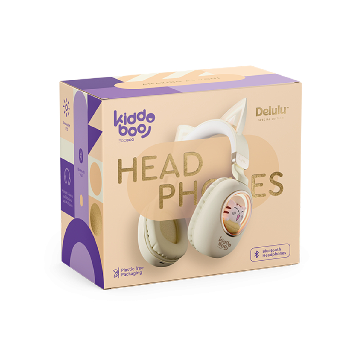 KIDDOBOO KBKID5GLD Delulu Ασύρματα Ακουστικά για Παιδιά, Χρυσό | Kiddoboo| Image 3