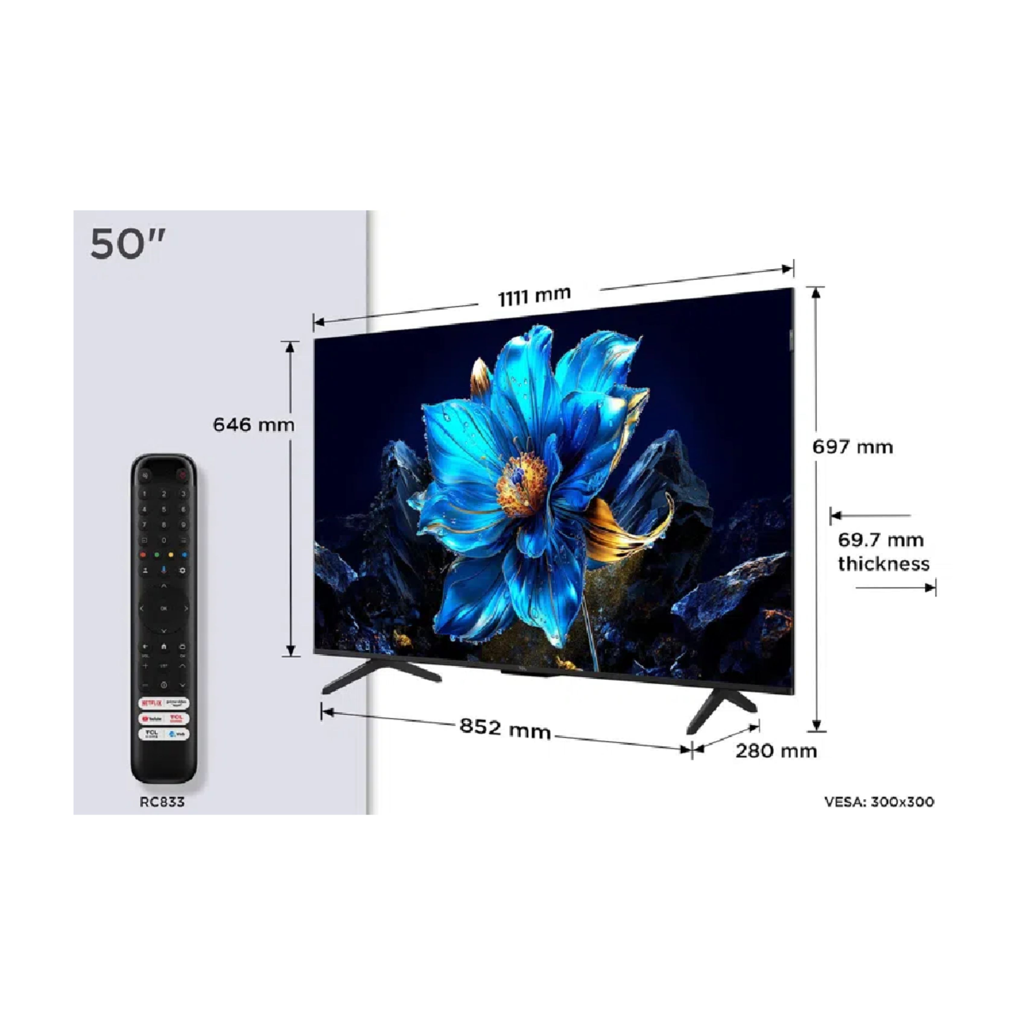 TCL 50P7K QLED UHD 4K Google Τηλεόραση, 50" | Tcl| Image 2