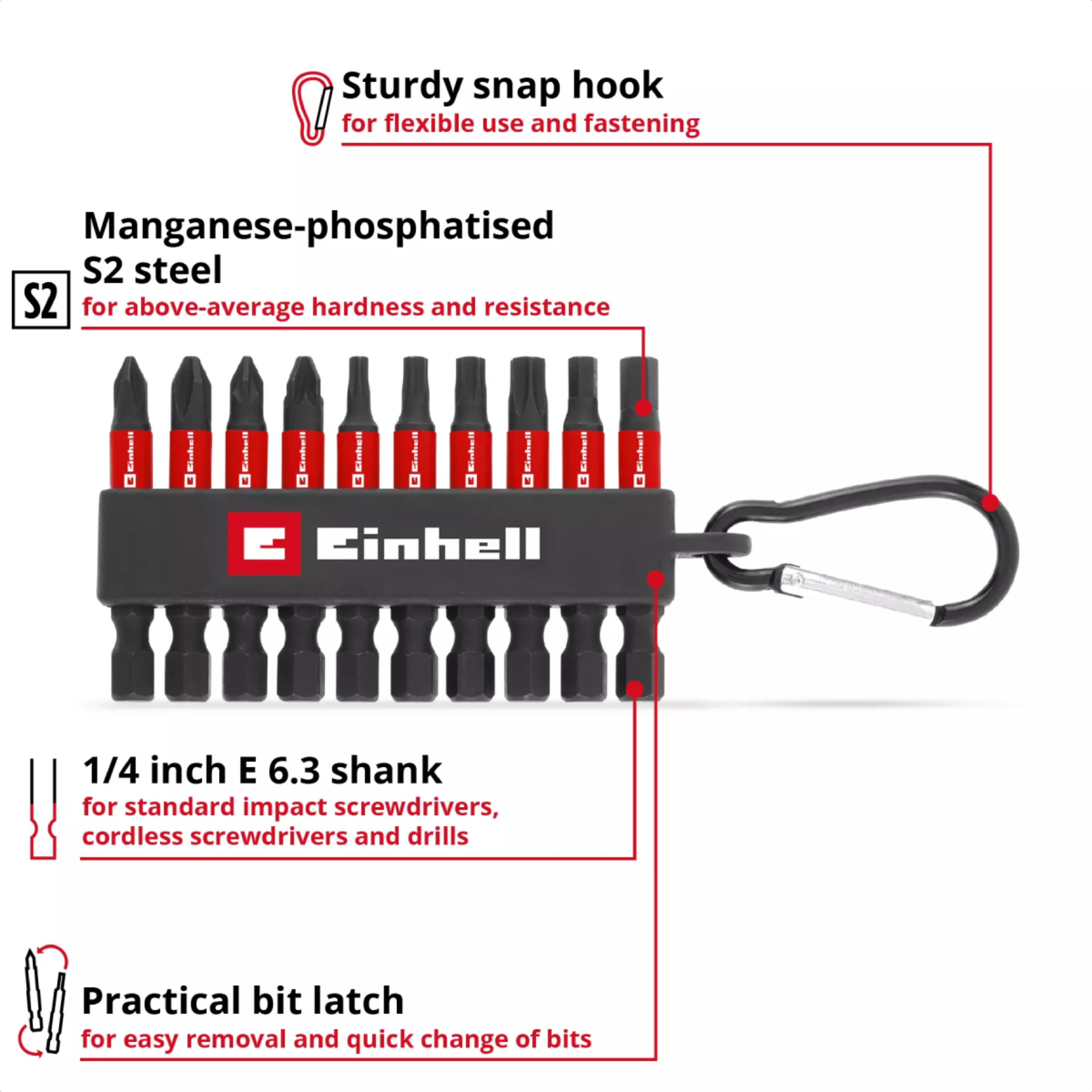 EINHELL 49118634 Σετ Μύτες Βιδώματος 10τμχ και Kλιπ για Zώνη | Einhell| Image 4