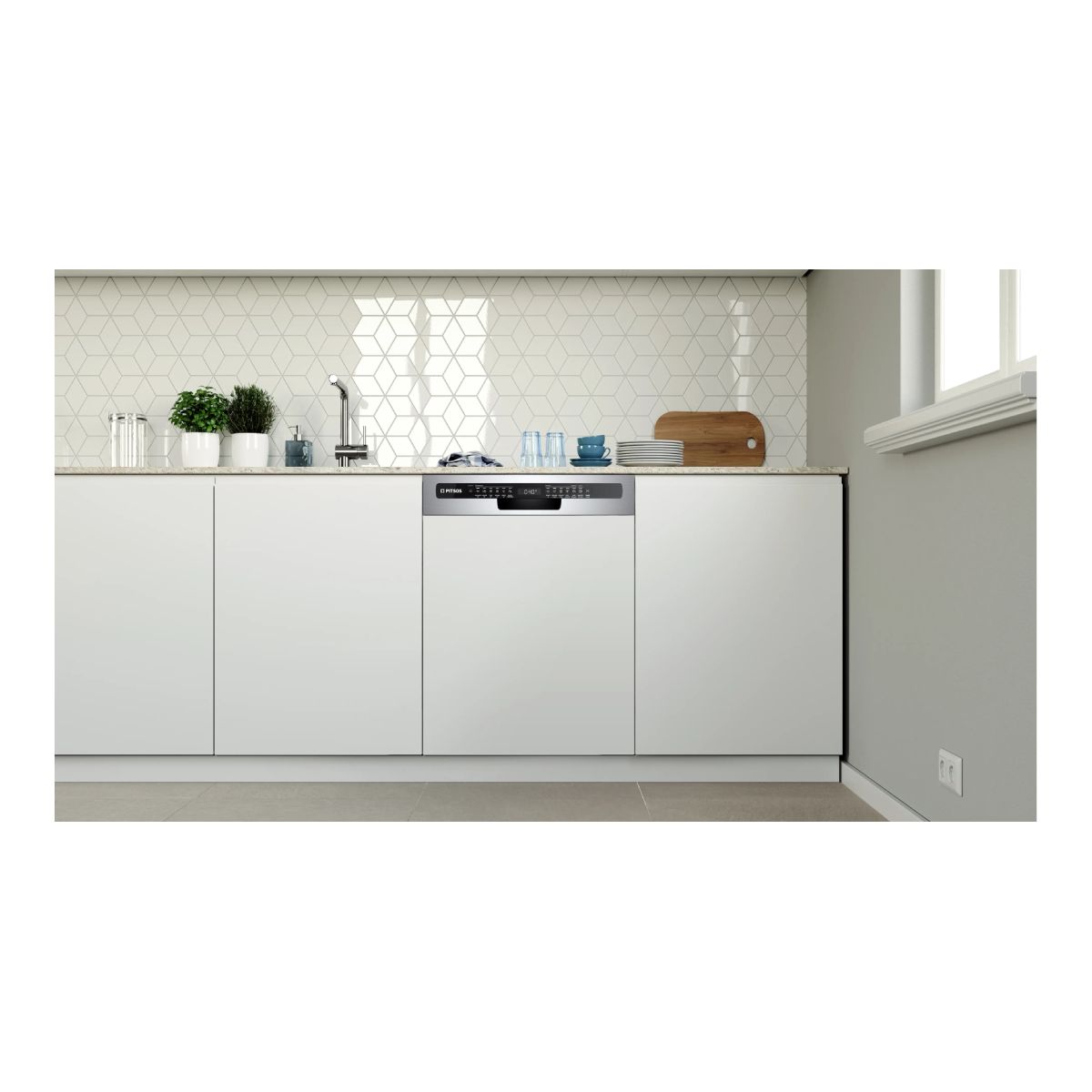 PITSOS DIF61I02 Ημιεντοιχιζόμενο Πλυντήριο Πιάτων 60cm, Brushed Steel | Pitsos| Image 3