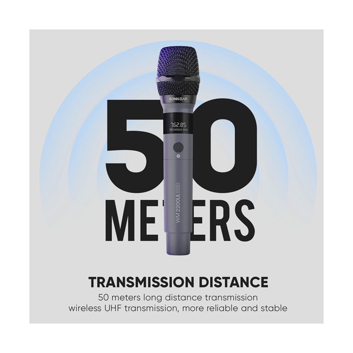 SONICGEAR WM2200UL Dual Grigio Dual Wireless Microphone, Grey | Sonicgear| Image 2