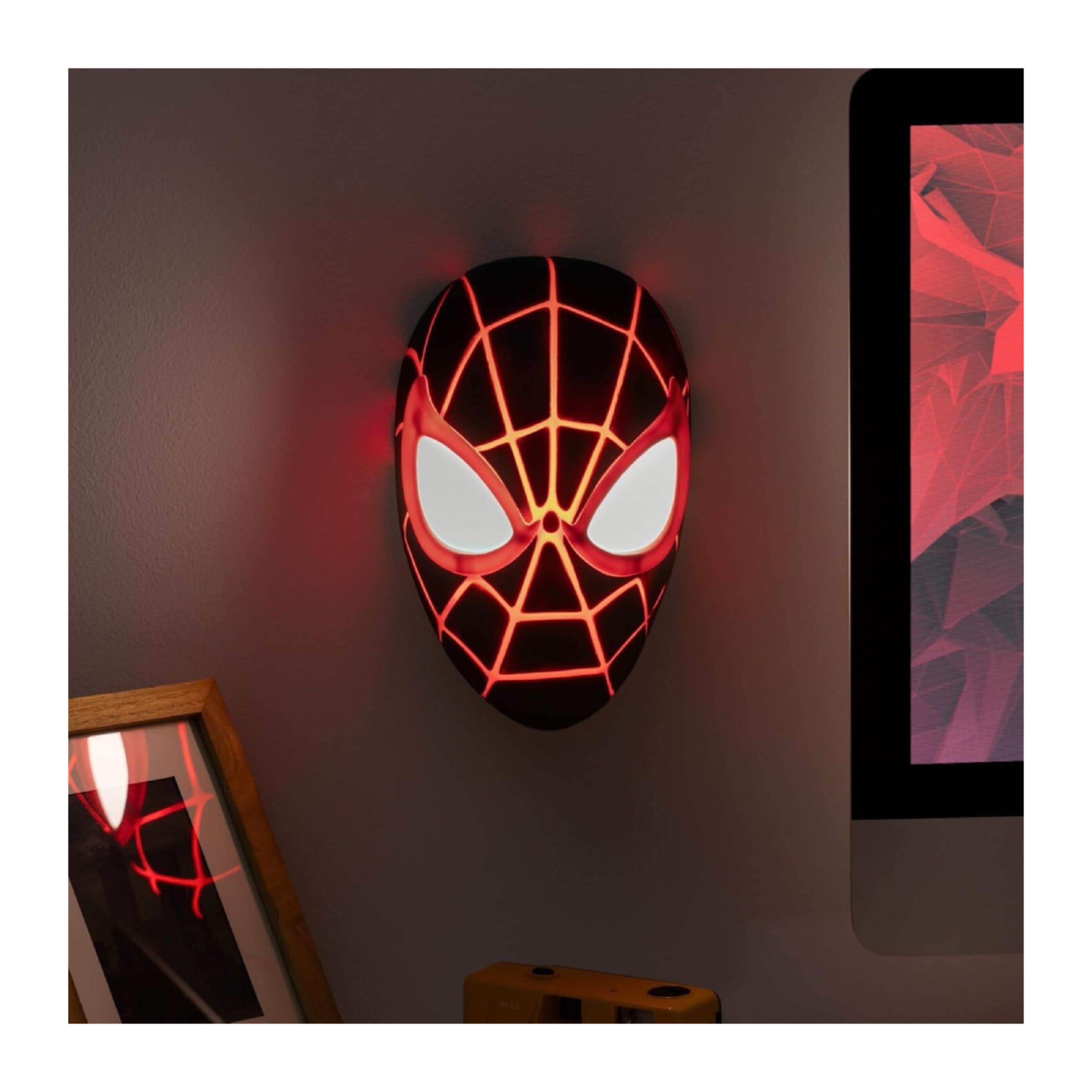 PALADONE 104482 Marvel Spiderman Miles Morales – Φωτιστικό Μάσκα για Τοίχο ή Επιτραπέζιο Spiderman  | Paladone| Image 5