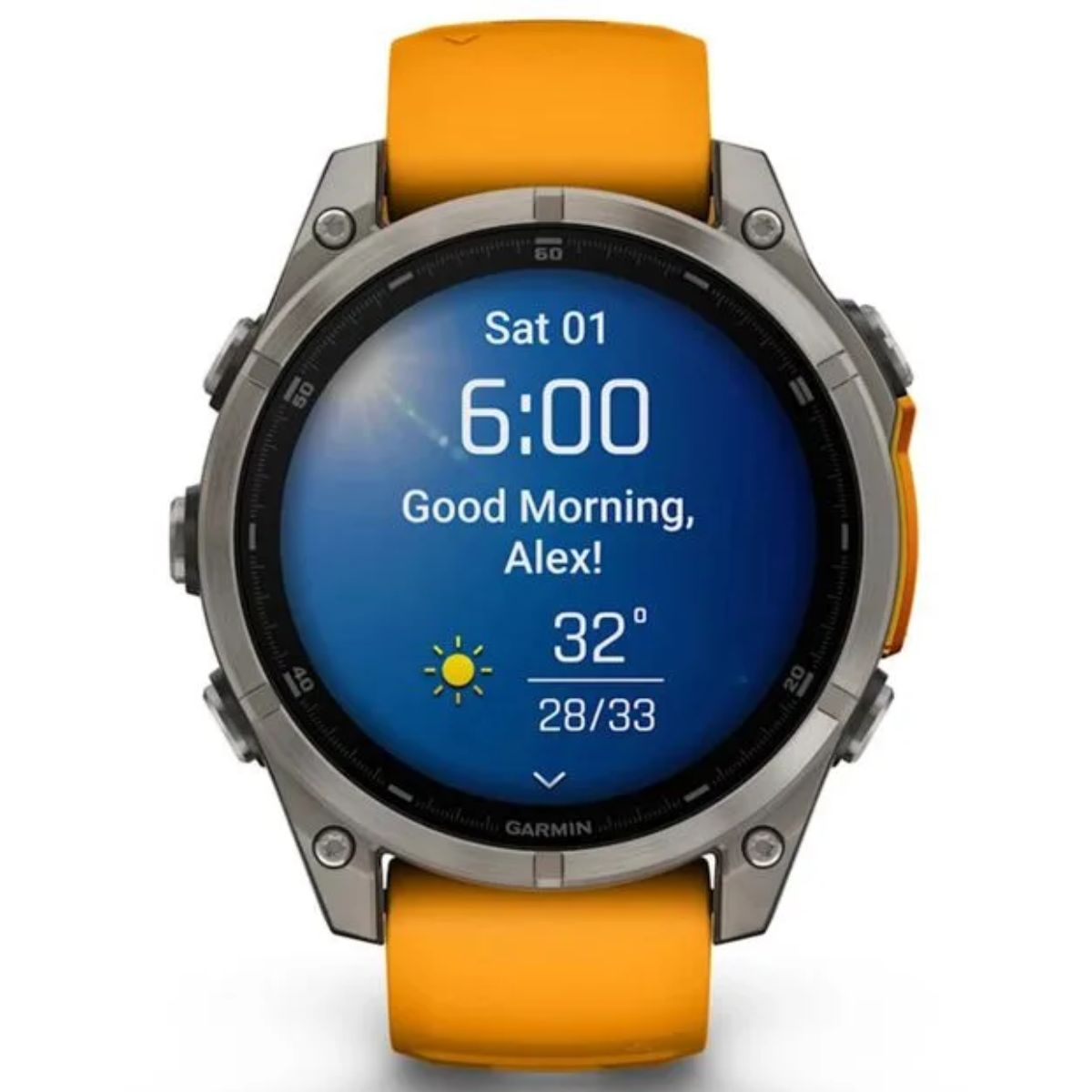 GARMIN 010-02904-11 fēnix® 8 47 mm AMOLED Smartwatch, Τιτάνιο με Λουράκι Σιλικόνης Spark Πορτοκαλί / Γκρίζο | Garmin| Image 3