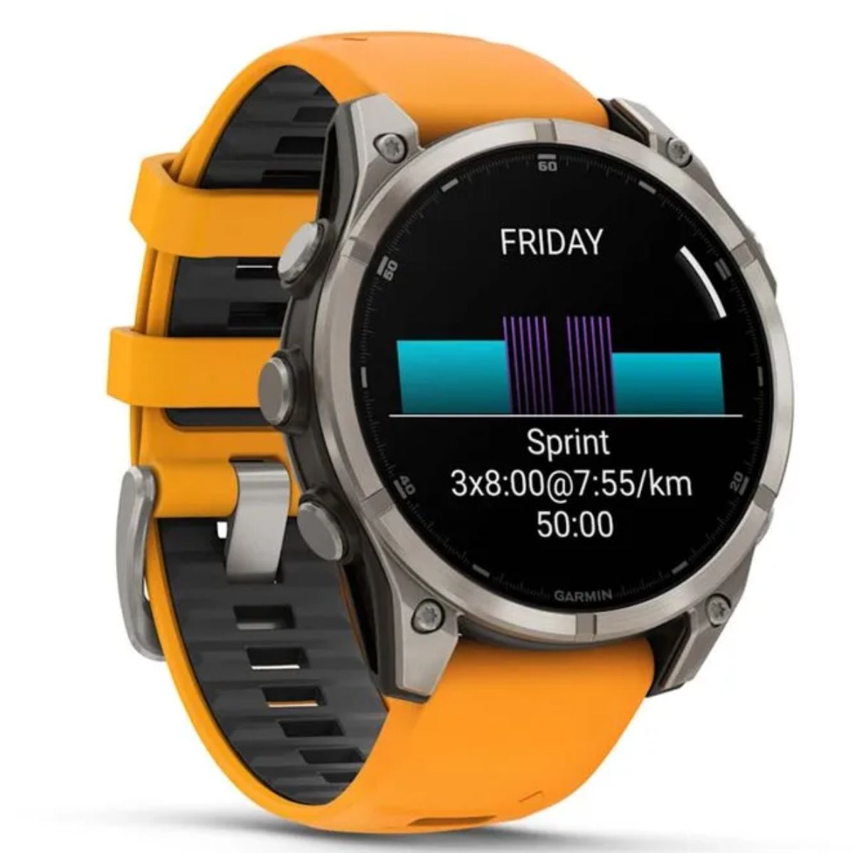 GARMIN 010-02904-11 fēnix® 8 47 mm AMOLED Smartwatch, Τιτάνιο με Λουράκι Σιλικόνης Spark Πορτοκαλί / Γκρίζο | Garmin| Image 2