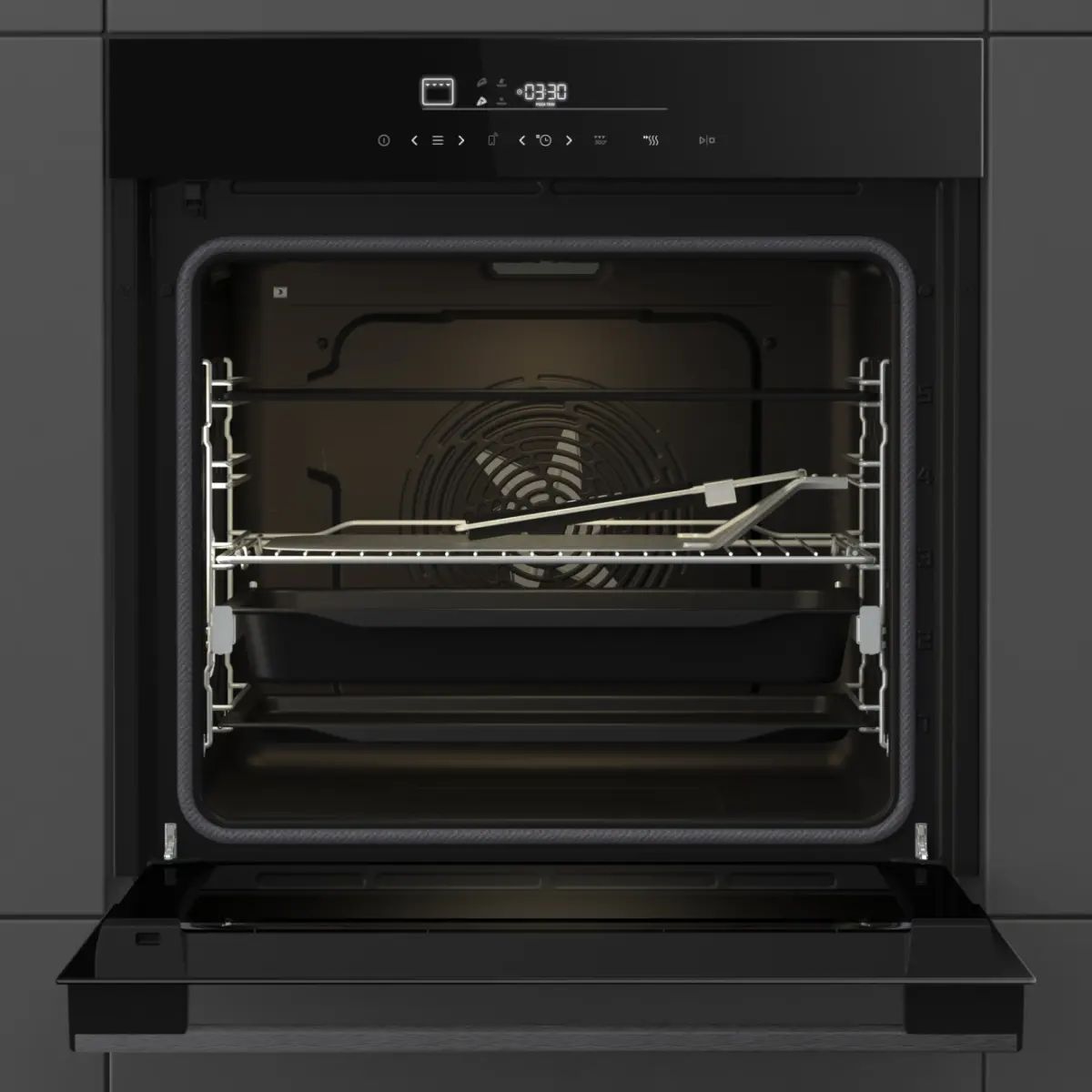 HISENSE HO66F PizzaChef Εντοιχιζόμενος Φούρνος με Πυρόλυση 77Lt, Μαύρο | Hisense| Image 2