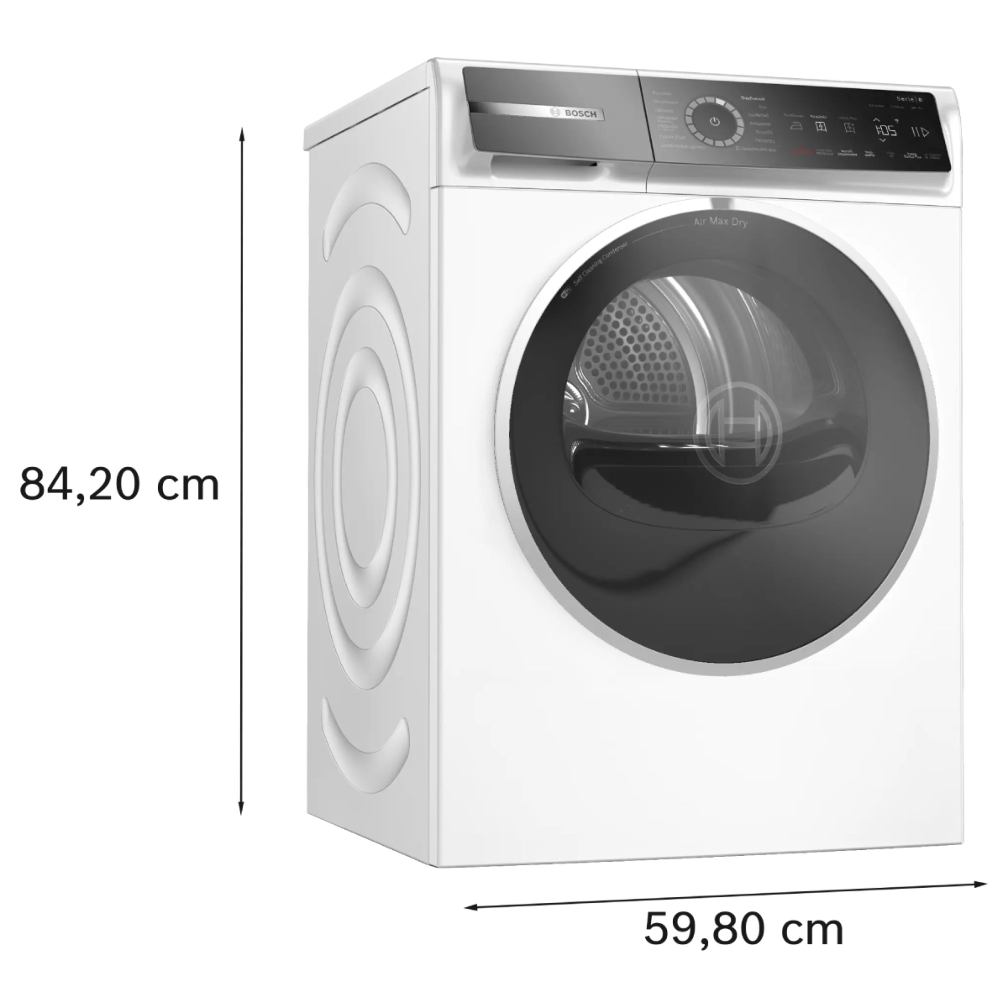BOSCH WRB247D0GR Series 8 Στεγνωτήριο Ρούχων με Αντλια Θερμότητας 9kg, Άσπρο  | Bosch| Image 4