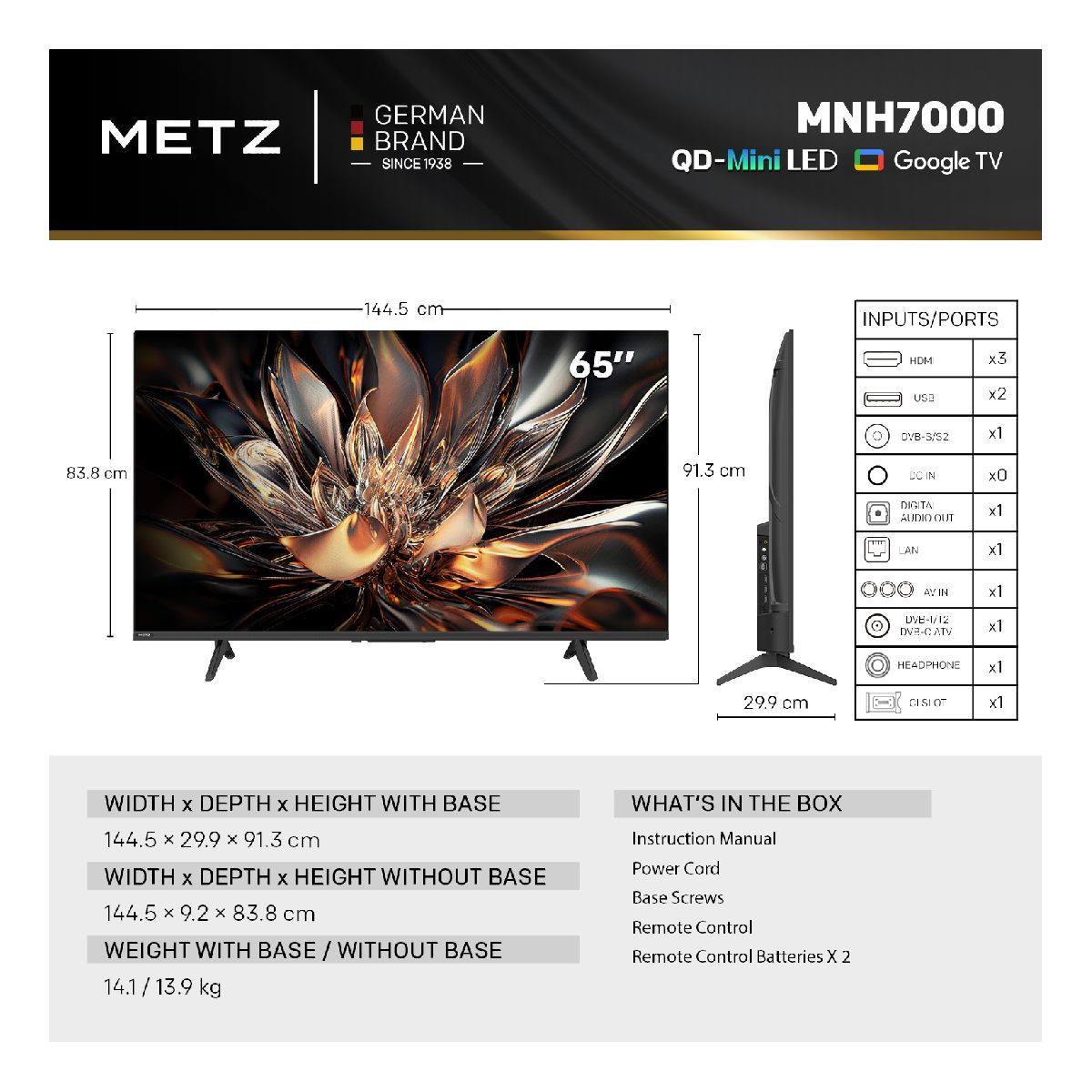METZ NEXO 65MNH7000 QLED Mini LED 4K Google Τηλεόραση, 65" | Metz| Image 6