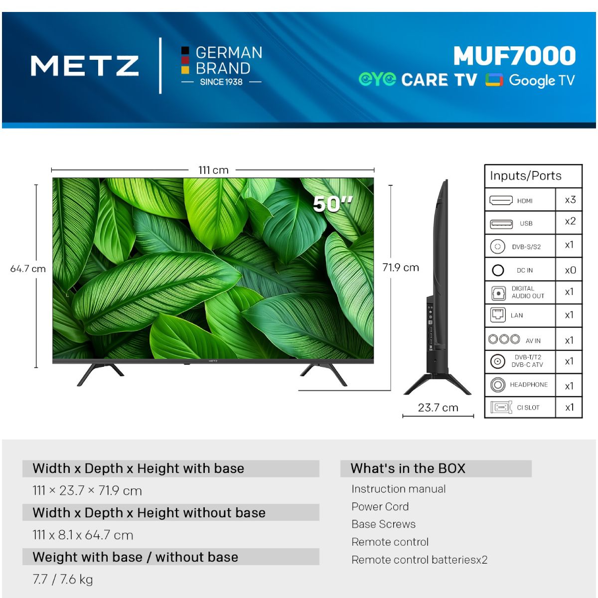 METZ 50MUF7000Z LED 4K Ultra HD Google Τηλεόραση, 50" | Metz| Image 5