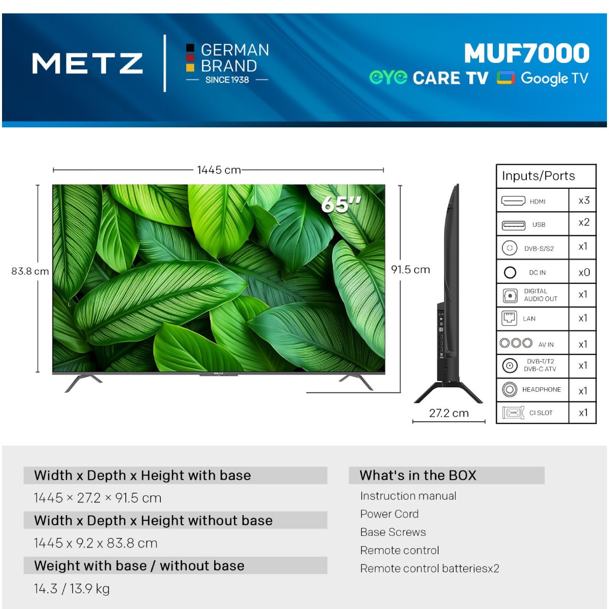 METZ 65MUF7000Z LED 4K Ultra HD Google Τηλεόραση, 65" | Metz| Image 5