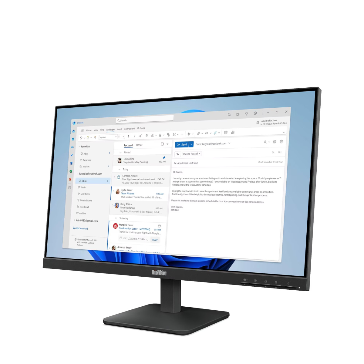 LENOVO 64B5KAT1UK ThinkVision S24-4e Οθόνη Ηλεκτρονικού Υπολογιστή, 23.8" | Lenovo| Image 3