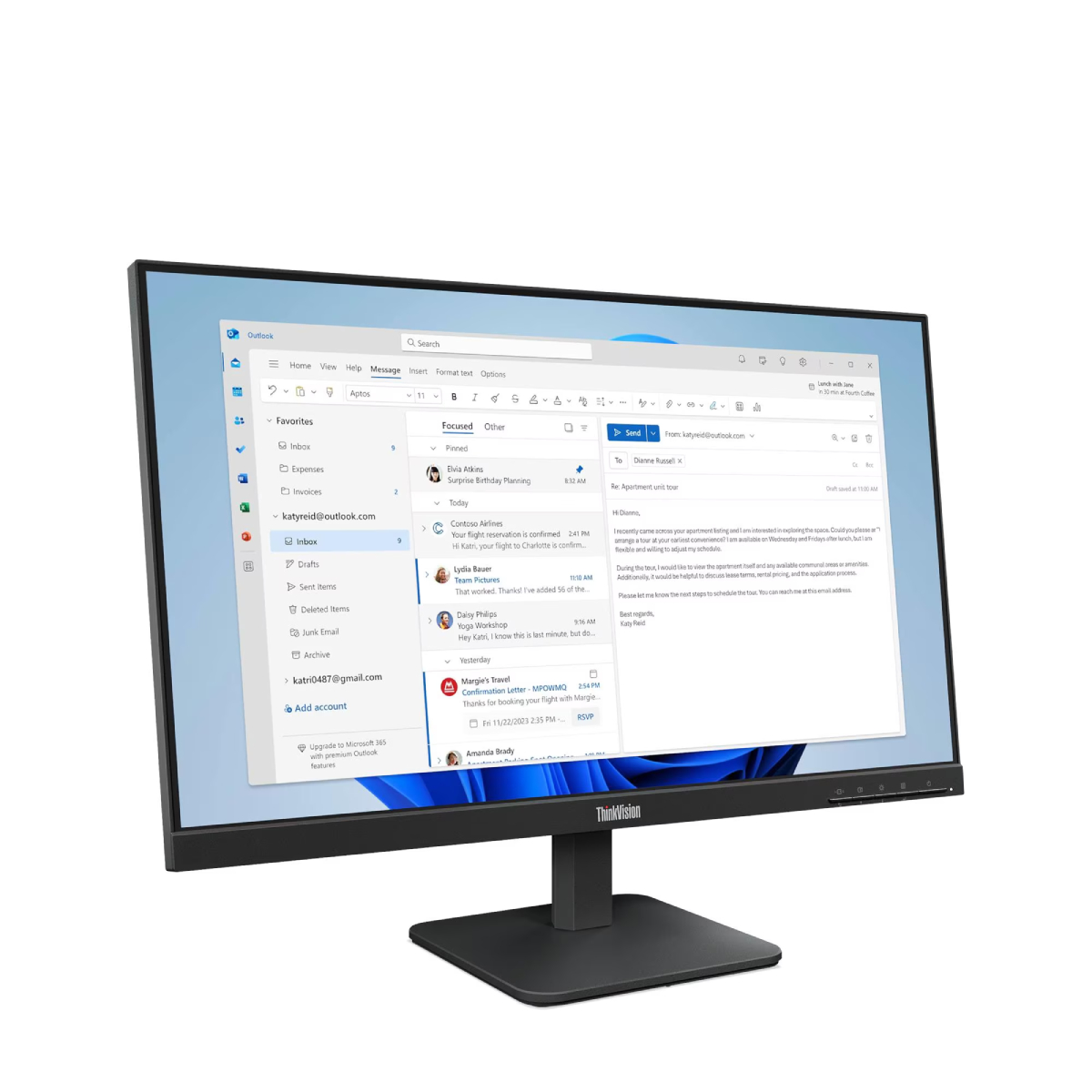 LENOVO 64B5KAT1UK ThinkVision S24-4e Οθόνη Ηλεκτρονικού Υπολογιστή, 23.8" | Lenovo| Image 4