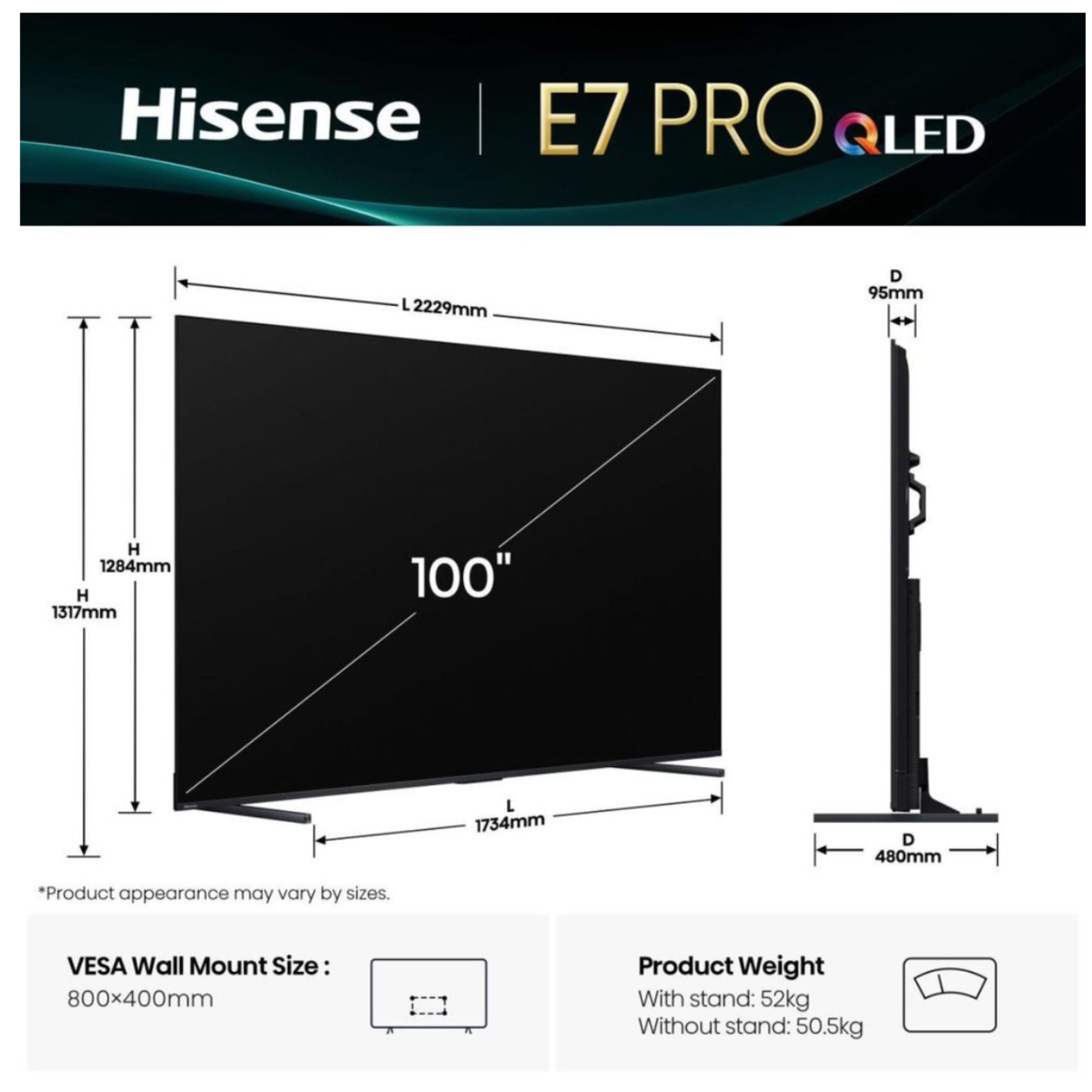 HISENSE 100E7Q PRO QLED 4K TV, 100" | Hisense| Image 2