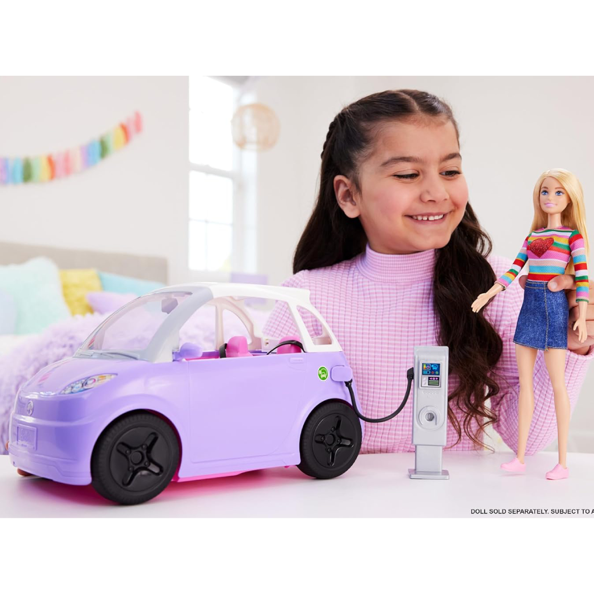 MATTEL 016124 Ηλεκτρικό Αυτοκίνητο Barbie με Σταθμό Φόρτισης και Φις HJV36 | Mattel| Image 5