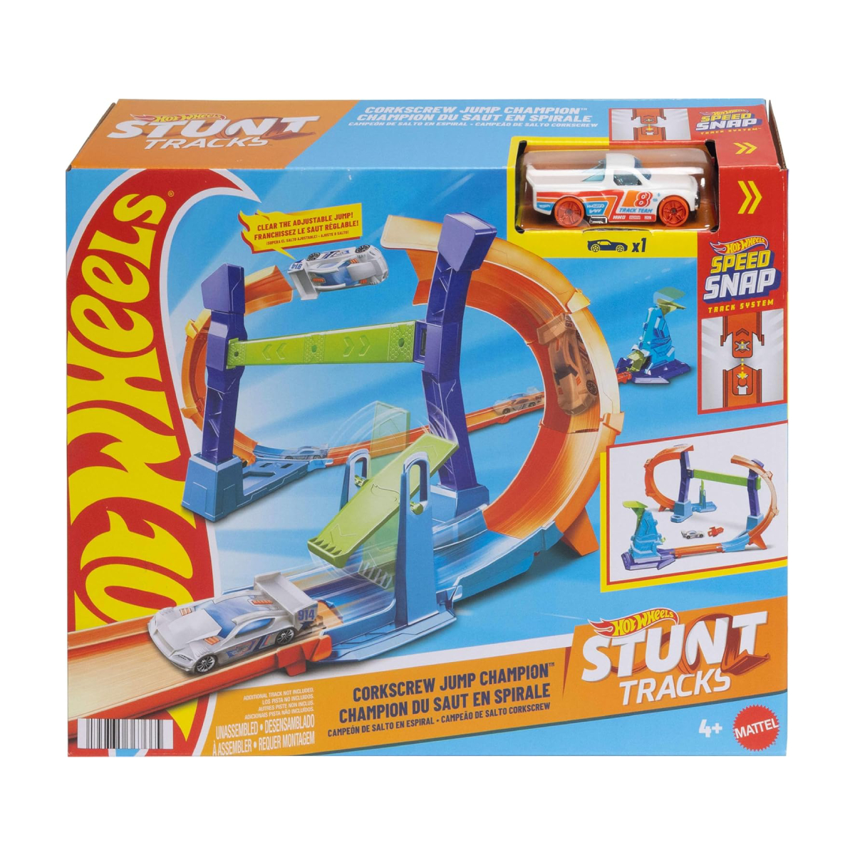 MATTEL 116076 Hot Wheels Πίστα Stunt Tracks Corkscrew Jump Champion με Αυτοκινητάκι Κλίμακας 1:64 & Speed Snap Track | Mattel| Image 3