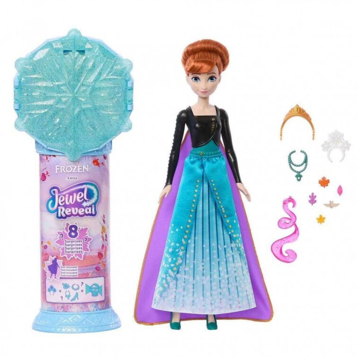 MATTEL 115896 Disney Frozen Anna Κούκλα με Αξεσουάρ και 8 Εκπλήξεις | Mattel| Image 1