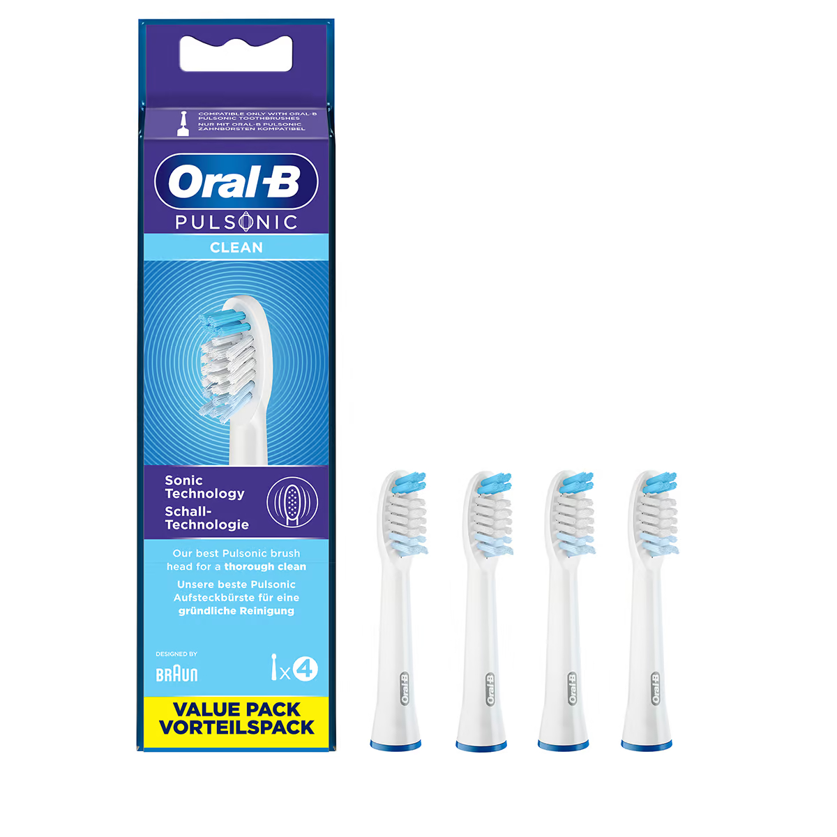 ORAL-B Pulsonic Clean Replacement Toothbrush Heads, 4 Pieces | Braun| Image 1
