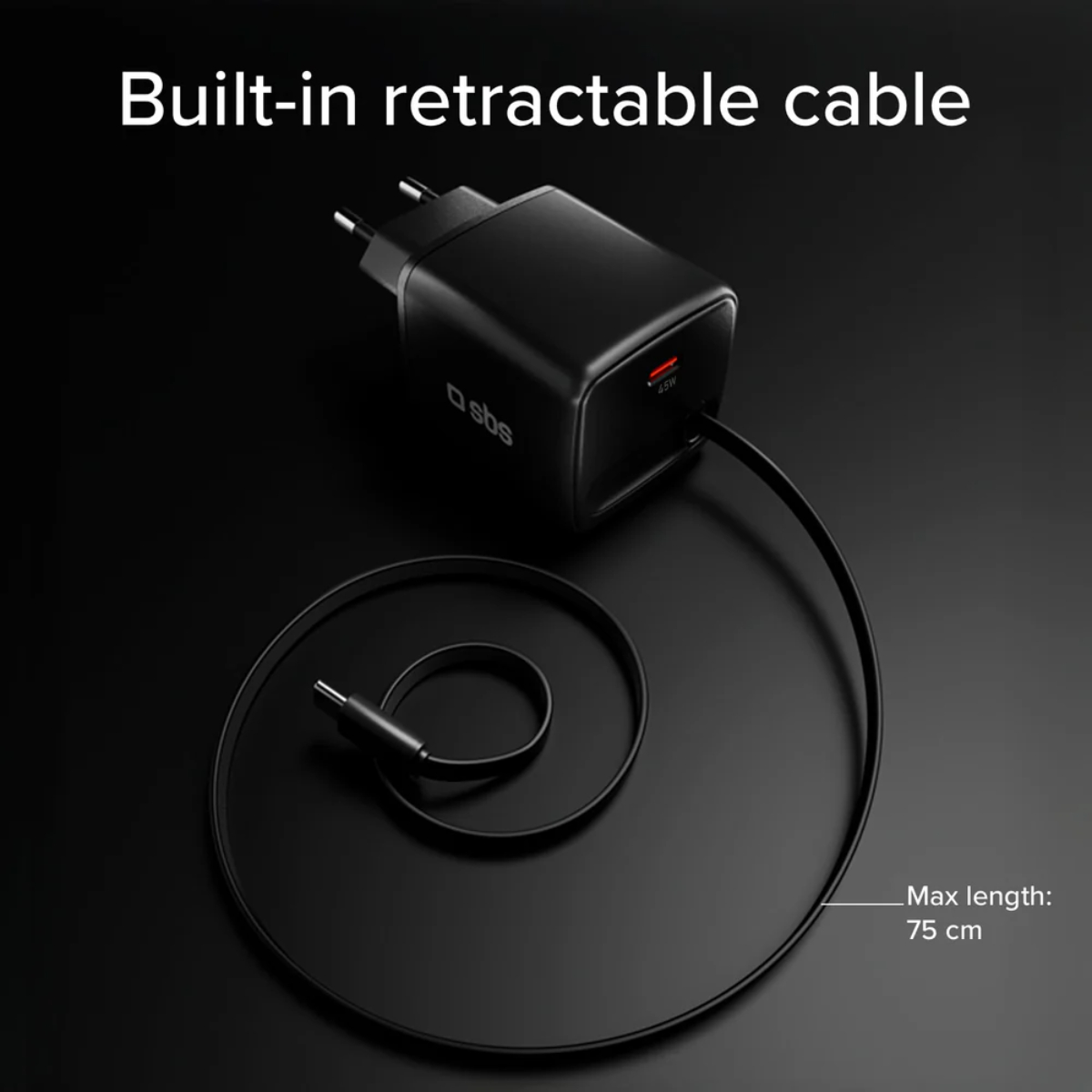 SBS TETRRET45WK Φορτιστής USB-C GaN με Ενσωματωμένο Καλώδιο, 45 Watt | Sbs| Image 5