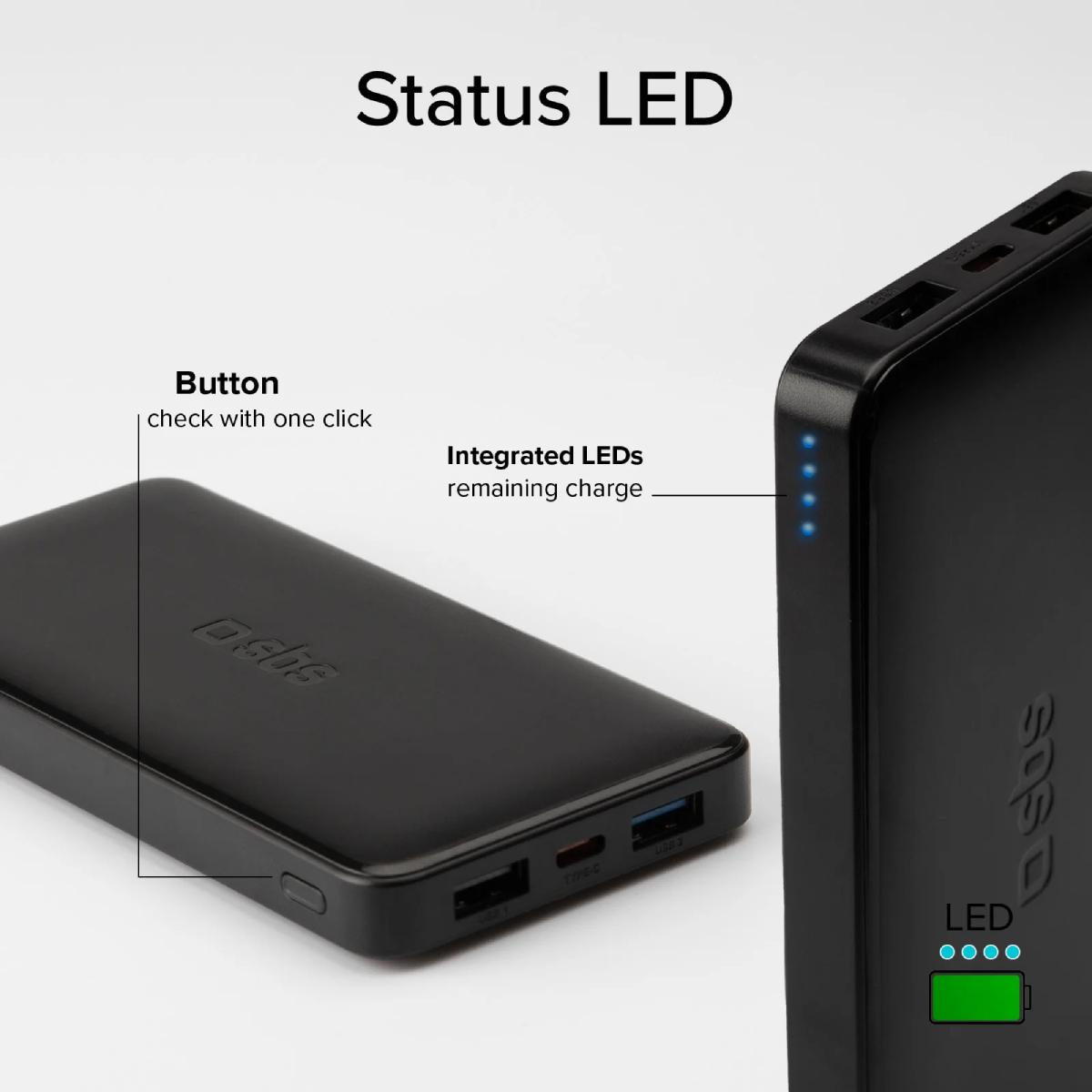SBS TTBB10000FASTK Φορητή Μπαταρία Γρήγορης Φόρτισης 10000 mAh, Μαύρο | Sbs| Image 4
