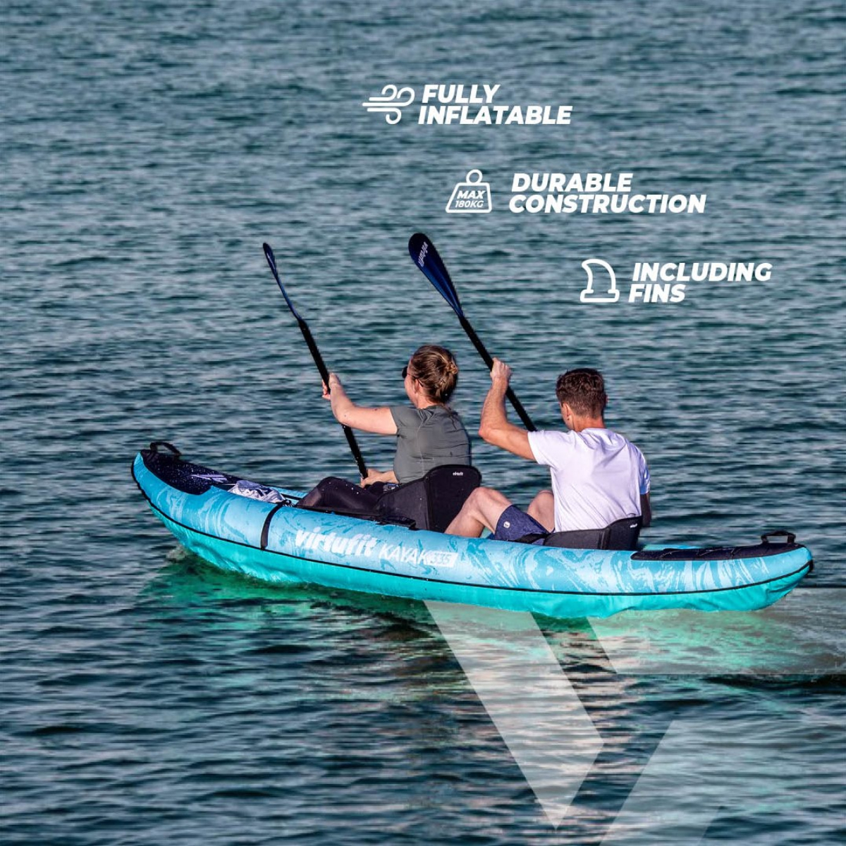 VIRTUFIT VFW06139 Φουσκωτό Kayak 335cm 2–3 Ατόμων, Τιρκουάζ  | Virtufit| Image 9