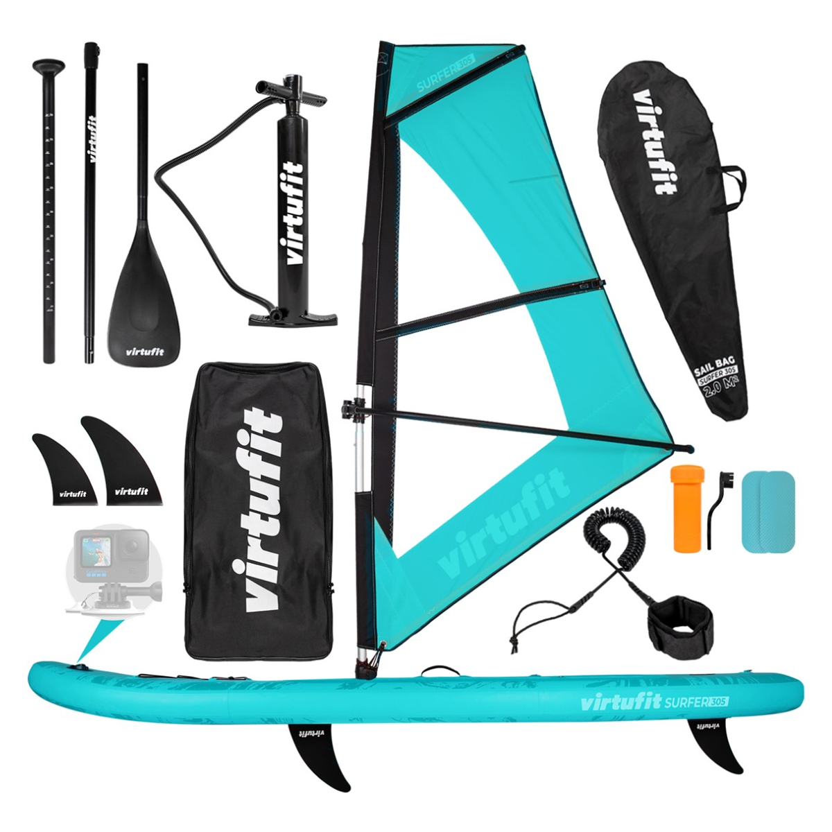 VIRTUFIT VFW06087 SUP Board Surfer 305 Φουσκωτή Σανίδα SUP 305 cm, Τιρκουάζ  | Virtufit| Image 1