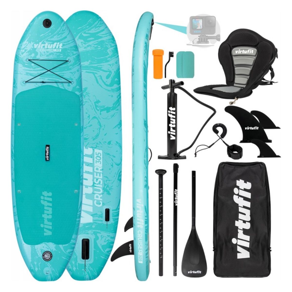 VIRTUFIT VFW06053 Φουσκωτή Σανίδα SUP Cruiser  με Κάθισμα Kayak 305cm, Τιρκουάζ | Virtufit| Image 1