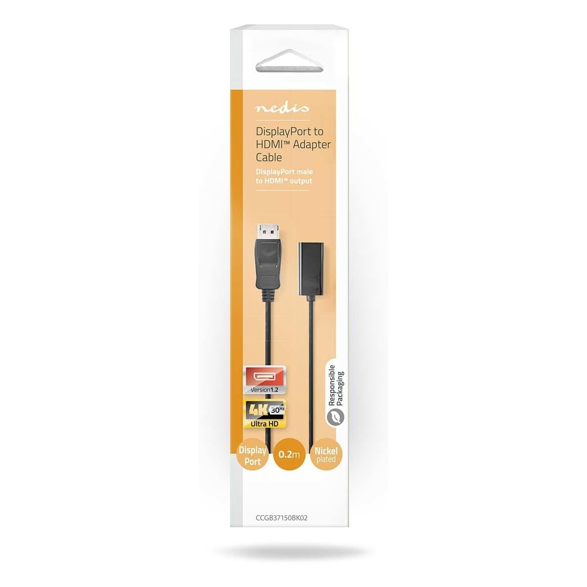 NEDIS CCGB37150BK02 Καλώδιο Προσαρμογέα DisplayPort σε HDMI, 0,20 m | Nedis| Image 3