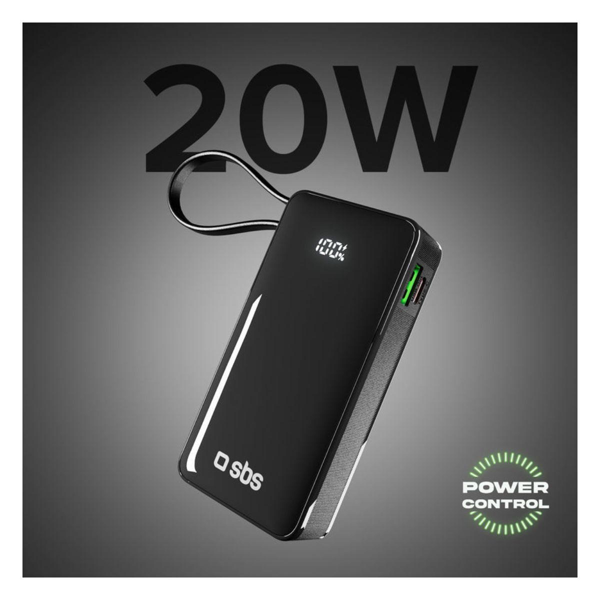 SBS TTBB10000LCDTCPD20K Powerbank 10.000 mAh, Black  | Sbs| Image 2