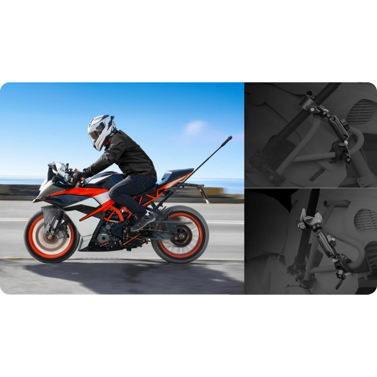 INSTA360 Motorcycle Selfie Stick Support Clamp - Universal Action Camera Mount | Insta360| Image 6