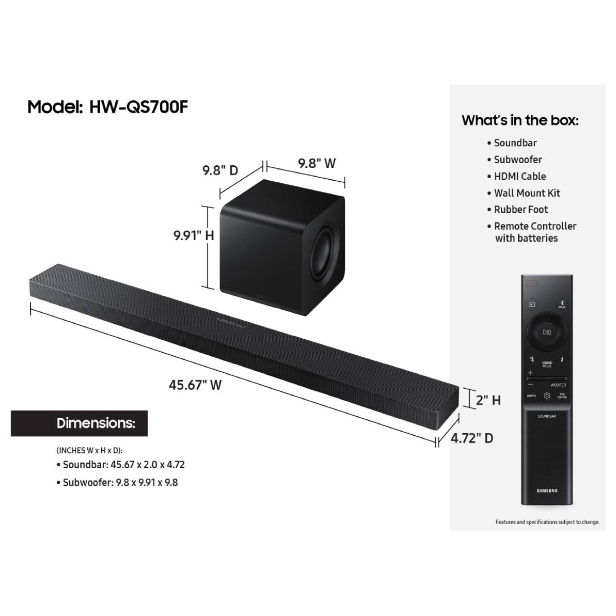 SAMSUNG HW-QS700F/ZF Μπάρα Ηχείων 3.1.2 Καναλιών | Samsung| Image 3