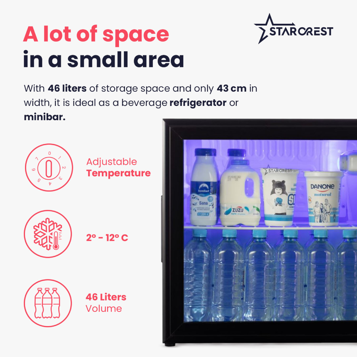 STARCREST SBC-50BKE Ψυγείο Βιτρίνα Συντήρησης Ποτών, Μαύρο product image  | image 5