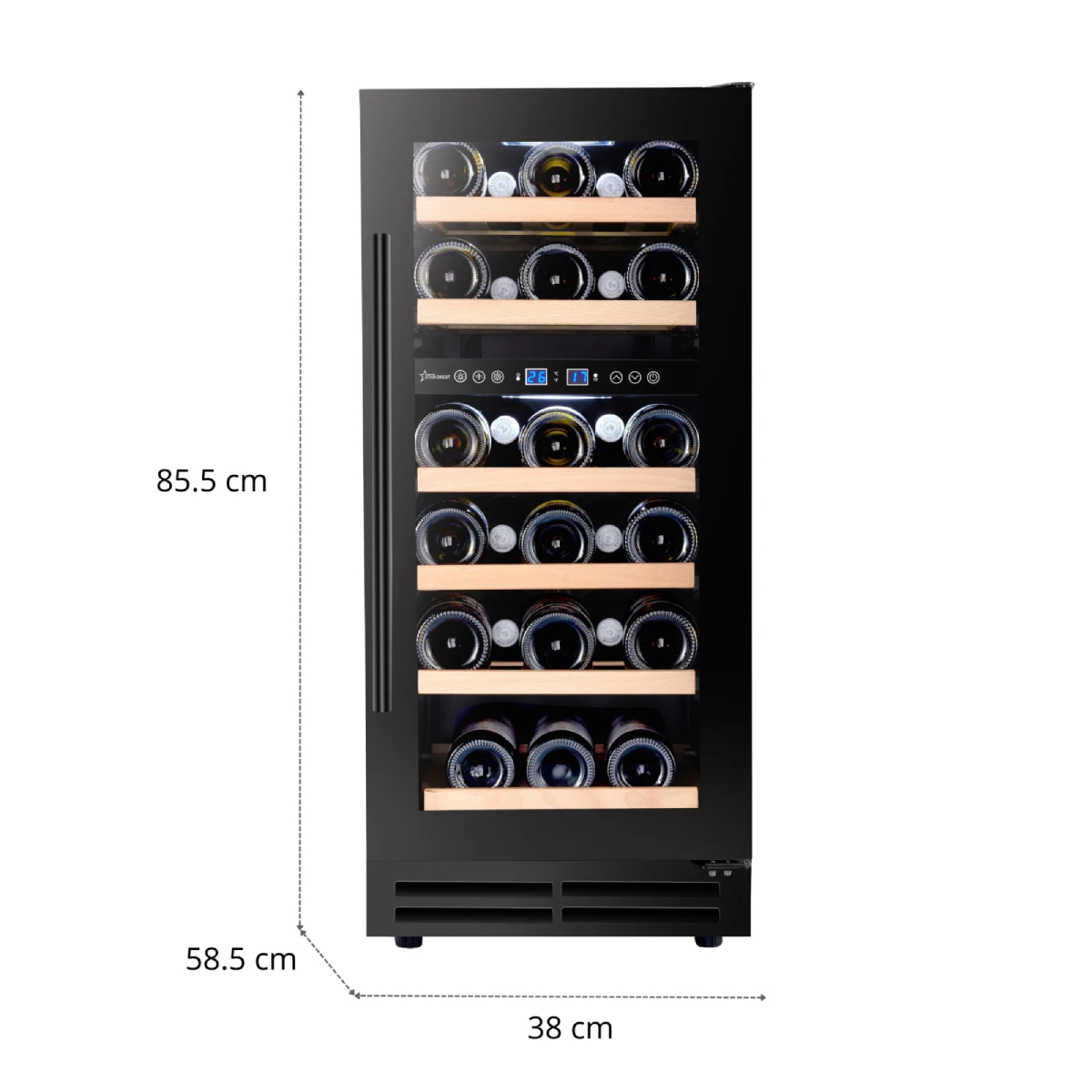 STARCREST SWN-8028DZ Εντοιχιζόμενος Συντηρητής Κρασιoύ 28 Φιάλες, Μαύρο product image  | image 8