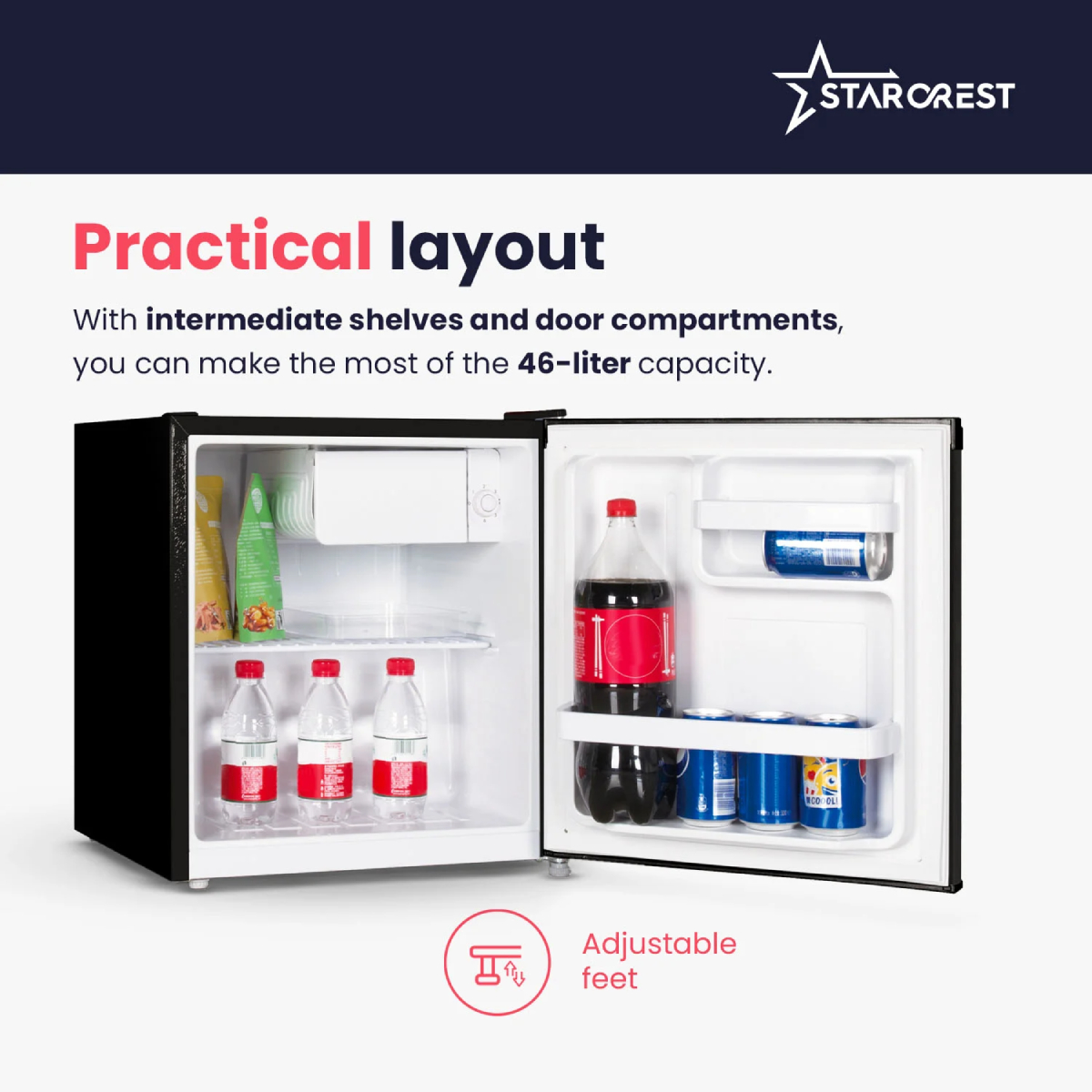 STARCREST SRMB-47BK Vintage Ψυγείο Mini Bar, Μαύρο product image  | image 5