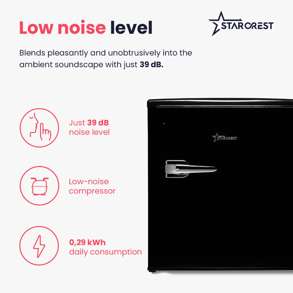 STARCREST SRMB-47BK Vintage Ψυγείο Mini Bar, Μαύρο product image  | image 4