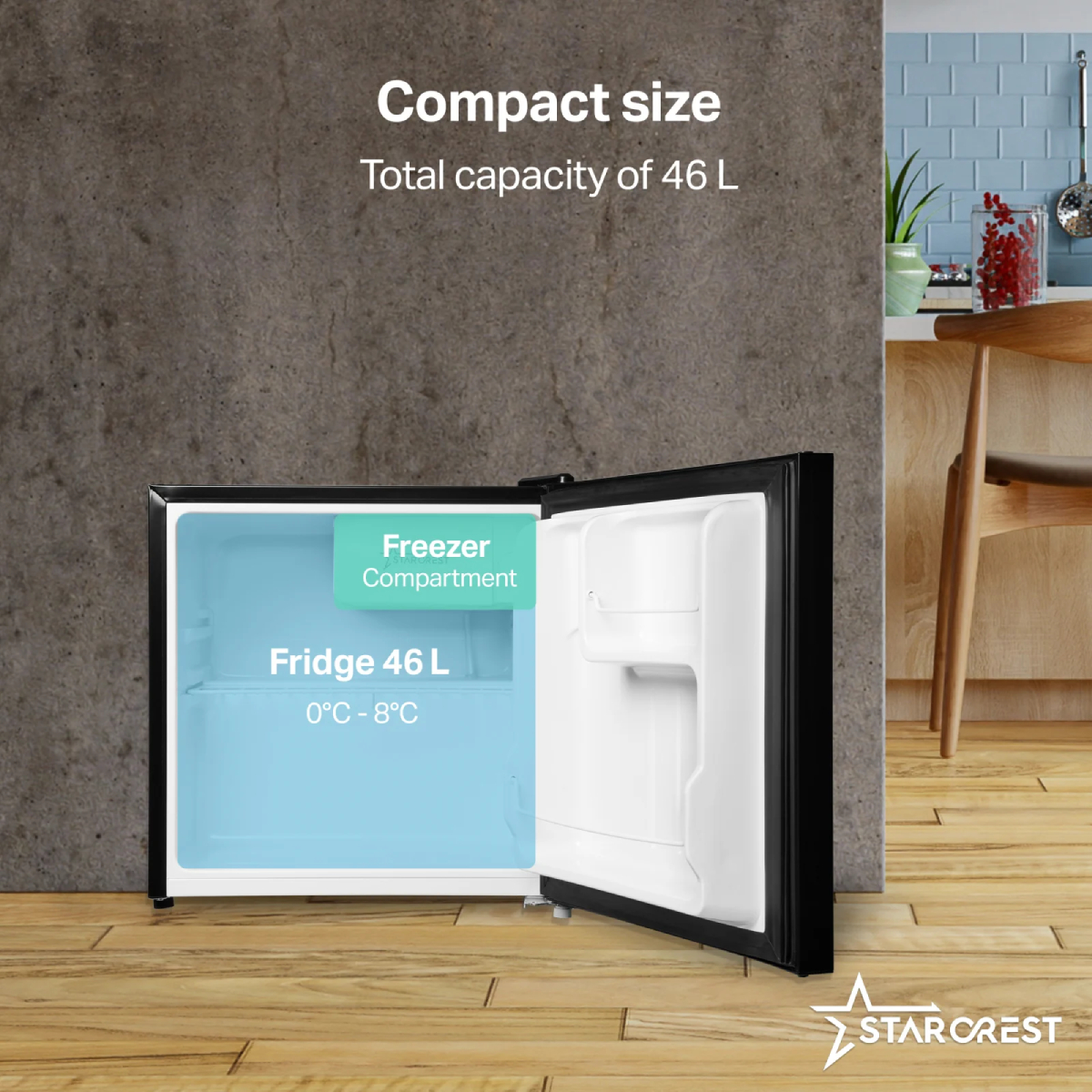 STARCREST SMB-47GLS-BK Ψυγείο Mini Bar, Μαύρο Γυαλί product image  | image 3